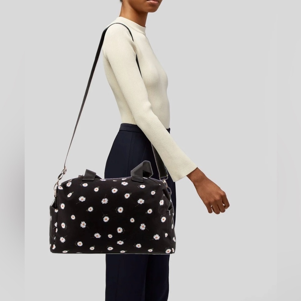 Alice & Olivia Black/Floral Weekender Bag, Canvas, Adjustable Strap, Medium Size